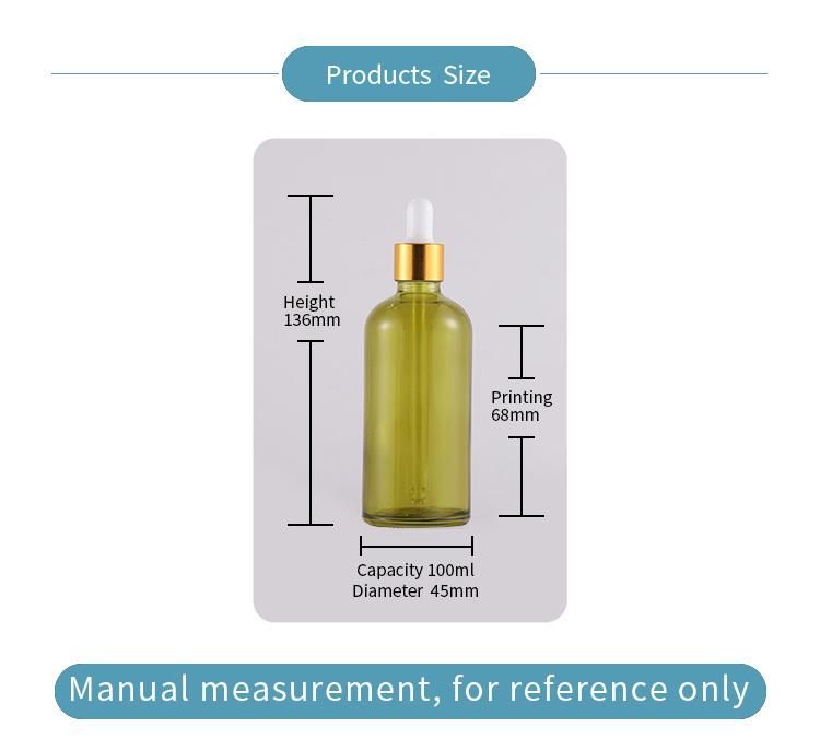 Matte Frosted Green Hair Essential Oil Glass Dropper Bottle Custom 100ml Empty Skin Care Serum Bottle