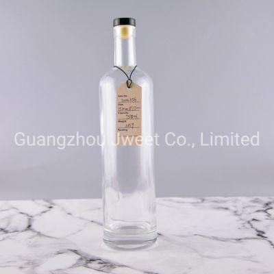 Wholesale Empty Clear Vodka Bottle Round Liquor Vodka Glass Bottle