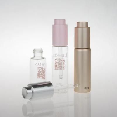 30ml Empty Clear Glass Dropper Bottle with Big Head Aluminum Cap for Essential Oil