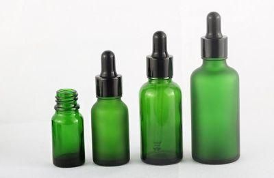 Green 10ml 15ml 20ml 30ml 50ml 100ml Glass Dropper Bottle Essential Oil Glass Bottle with a Black Lid