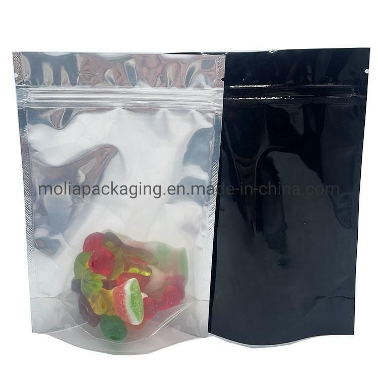 Black 4mil Reclosable Mylar Foil Ziplock Bags Stand up Food Pouches Bags Bulk Food Storage Mylar Bags