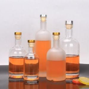 Empty Glass Wine Packaging Vodka Whisky Glass Packing Bottles Round Glass Liquor Bottles
