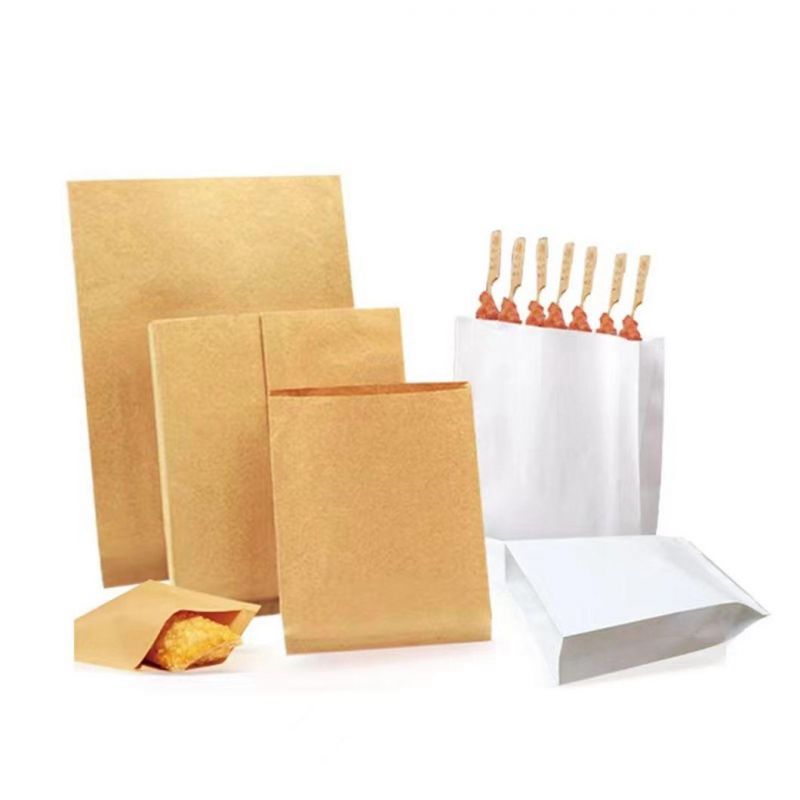 Hot Sale Grease Proof Coated Food Kraft Paper Bag for Fried Food/Compostable Bag
