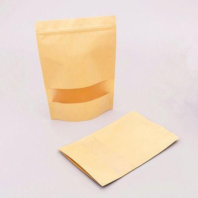 Popular in Global Market Food Grade Brown Kraft Paper Pouch with Zipper