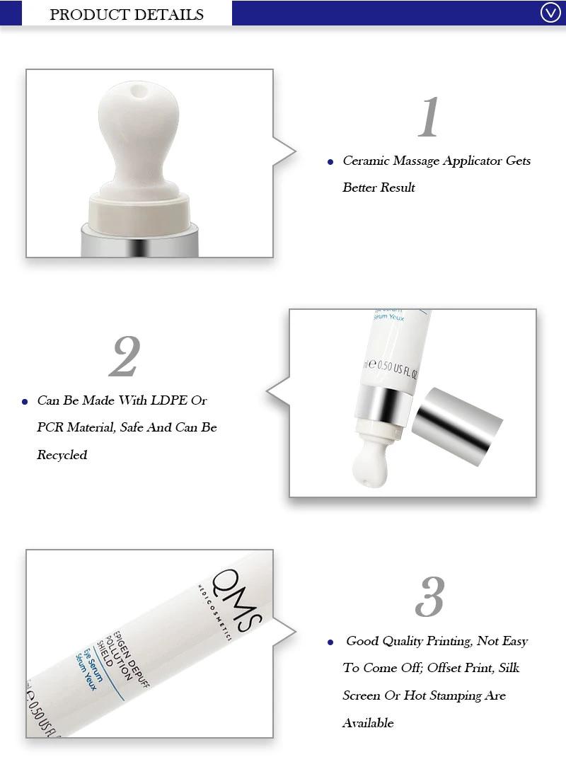 Eco Friendly Cosmetic Skincare Packaging Eye Cream Tube with Ceramic Massage Applicator