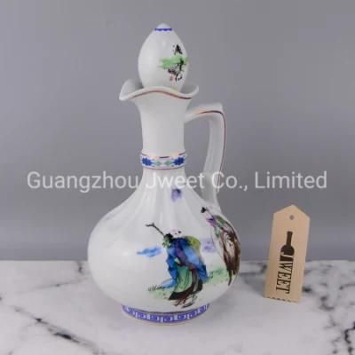 Custom Decal Ceramic Liquor Wine Bottle 500ml Ceramic Rum Bottle
