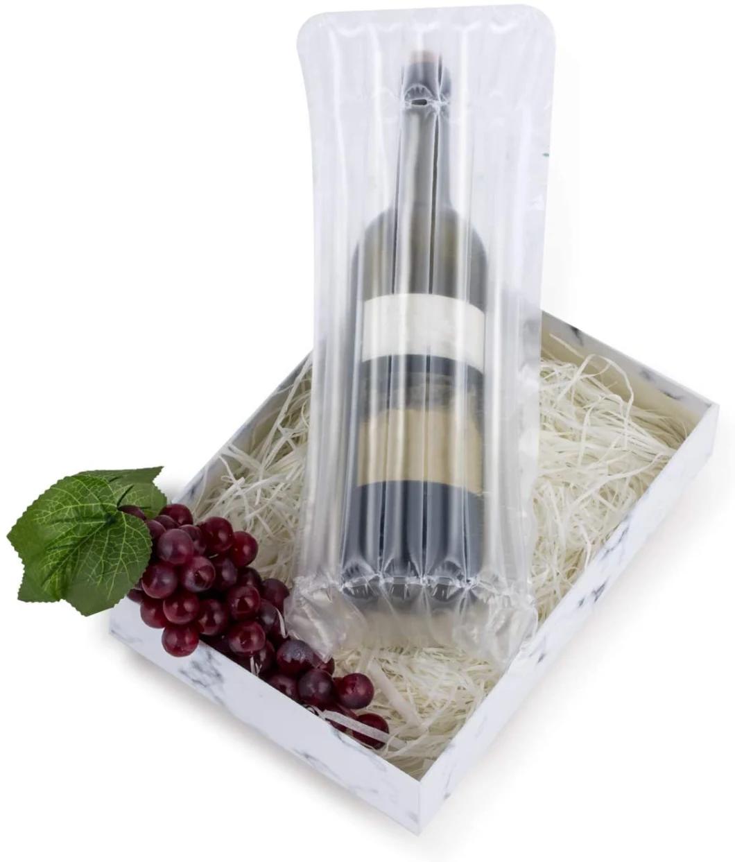 Factory Custom Shockproof Inflatable Packaging Bubble Film Roll Buffer Cushion Air Column Bag for Protective Wine Bottles