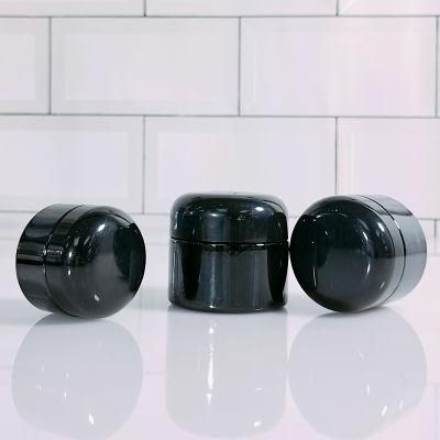 Cosmetic Packaging Container 20g 30g 50g Black Body Scrub Face Body Cream Glass Jar with Wood Grain Plastic Lids