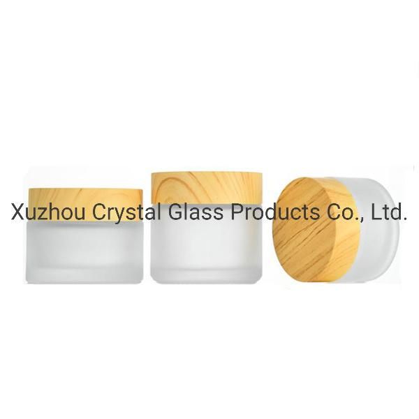 15g 30g 50g Empty Transparent Cosmetic Cream Glass Jar with Black Lid