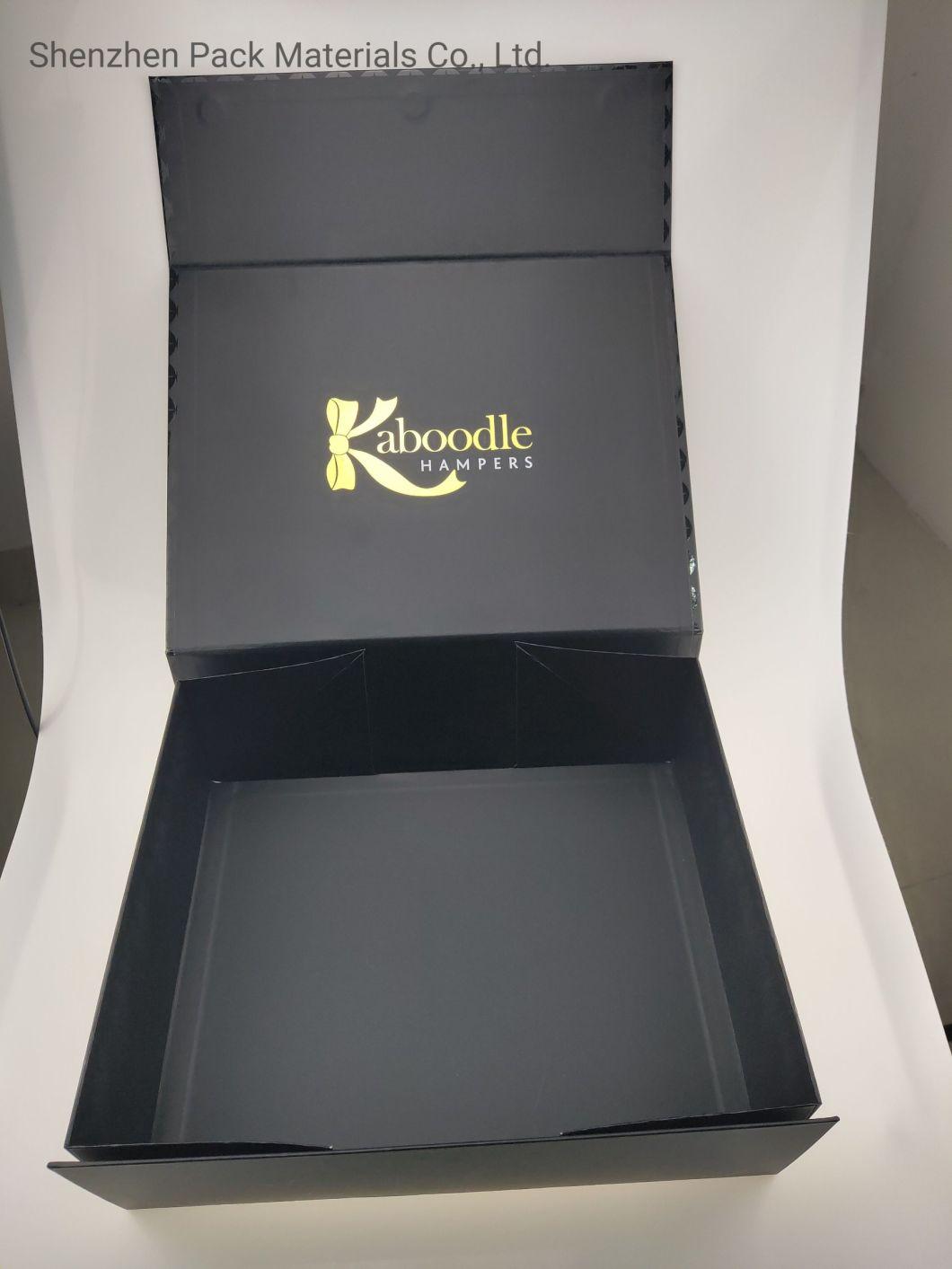 Black Matt Folding Magnetic Logo Custom Packaging Foldable Hardness Luxury Gift High Garment Shoes Box