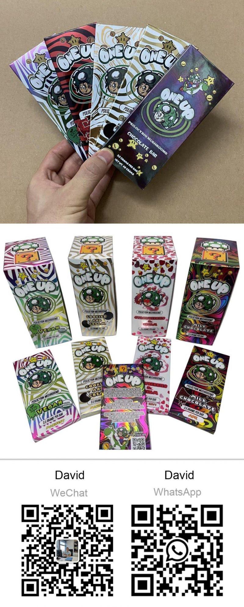 One up Psilocybin Mushroom Chocolate Bars Packaging Box