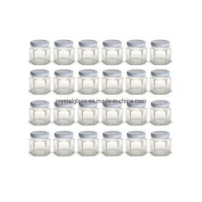 Stock Hexagon Shape Glass Honey Kitchen Containers Jar for Food Storage 30ml-730ml 50g-1000g