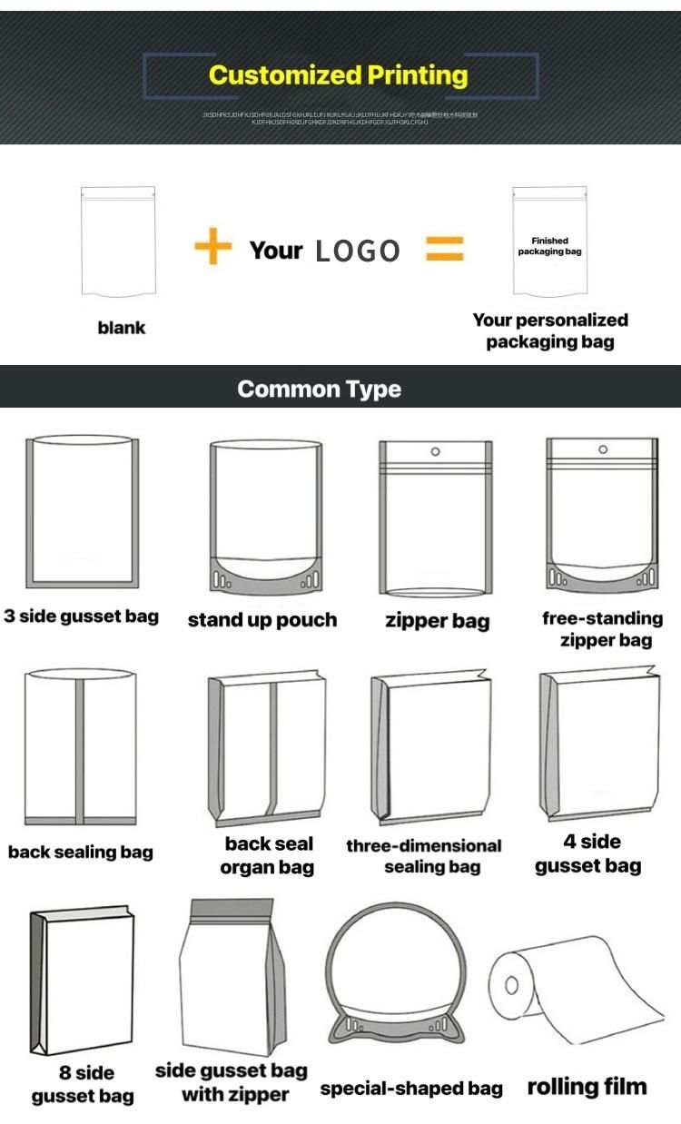 Custom OEM Printed Stand up Pouch Laminated Foil Child Proof Resistant Mylar Large Zip Lock Bags