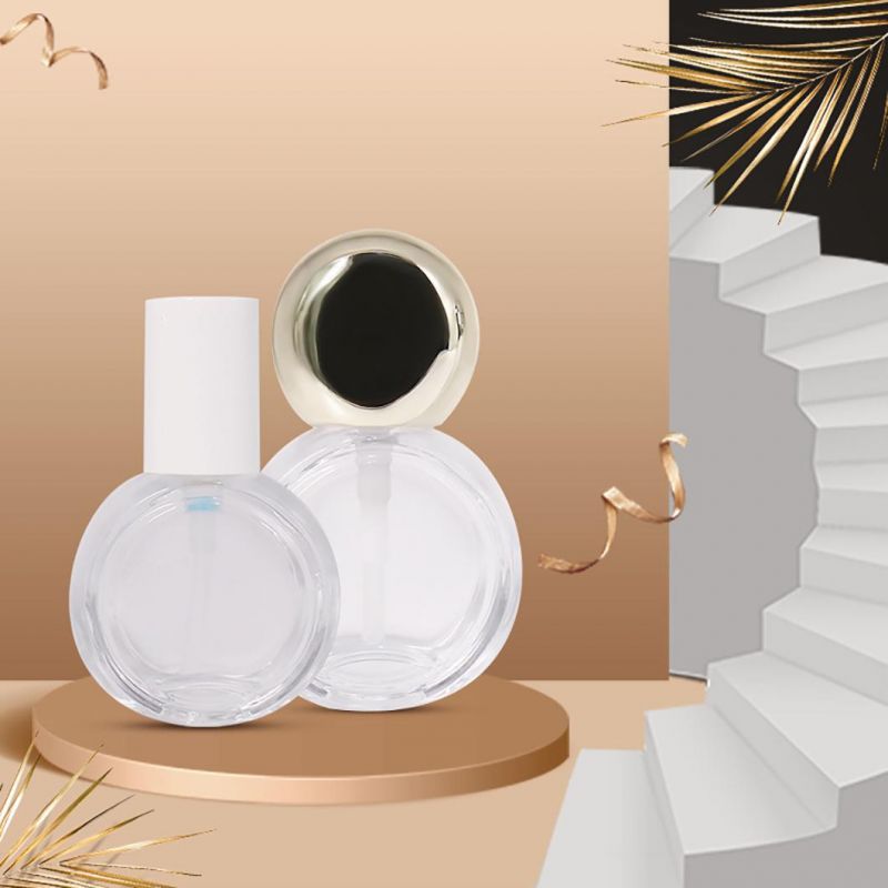 Skincare Packaging Round 30ml 40ml Recyclable Clear Glass Small Lotion Bottle with Silver Pump