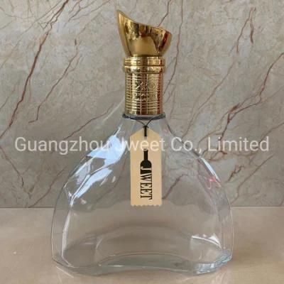 Wholesale 700ml Empty Clear Brandy Bottle Glass Liquor Brandy Bottle