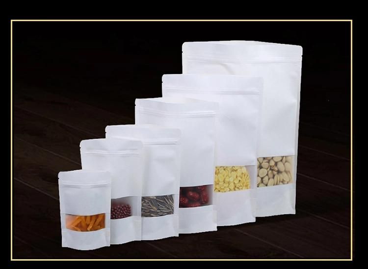 White Kraft Paper Doypack Pouch with Your Printing Food Packaging Bag