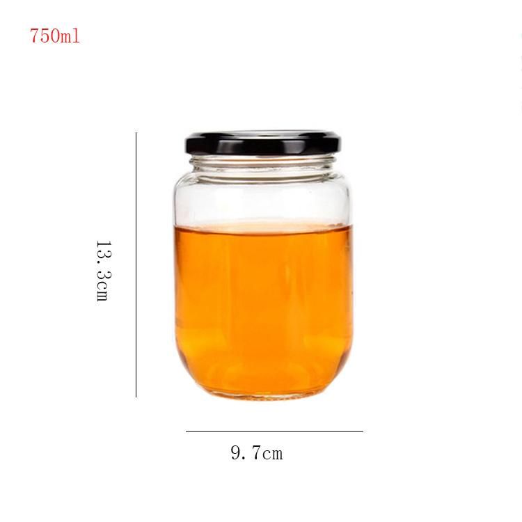 Large 1 Liter 700ml Round Straight Side Honey Cans Glass Jam Jars with Screw Lid