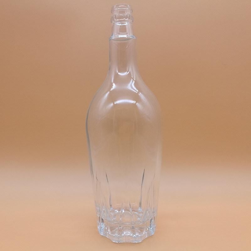750ml round clear decorative glass wine bottle with cork top