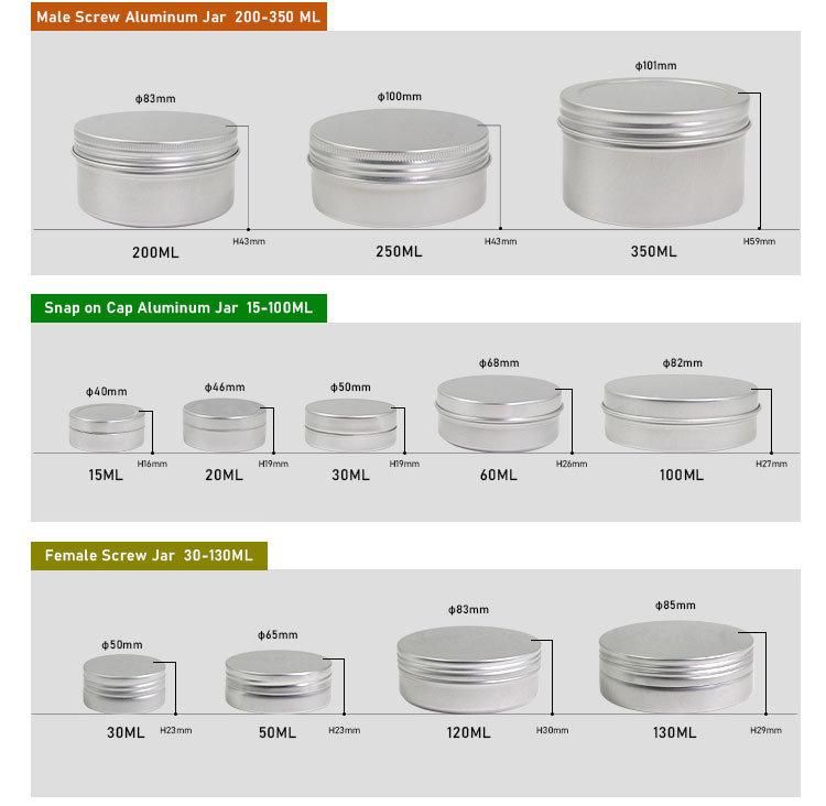 Free Sample Cream Jar Tin Cosmetic Lip Balm Containers Nail Crafts Pot Refillable Bottle Screw Thread Empty Aluminum Jar