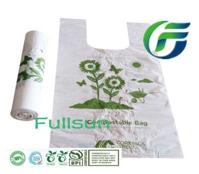Biodegradable Retail Bag Supermarket Food Packaging Custom Tote Compostable Promotional Handle Shopping Plastic Bag