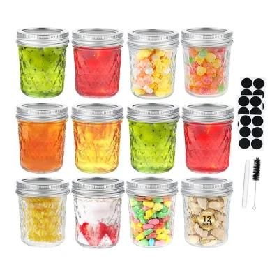 Custom Logo Clear Empty Mason Jelly Jam 8 Oz Glass Canning Jar with Metal Lid