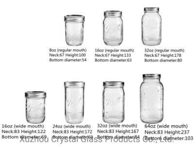 Wide Mouth 4oz 5oz 8oz 16oz Mason Glass Jar with Metal Lid and Band