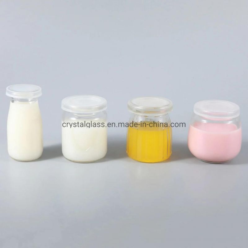 100ml 150ml 200ml Pudding Milk Yogurt Glass Bottle Jelly Jar with Plastic Cap