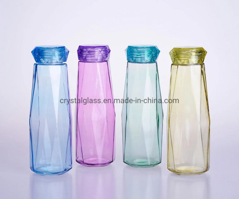 Wholesale 500ml Diamond Shape Outdoor Drinking Glass Water Bottle