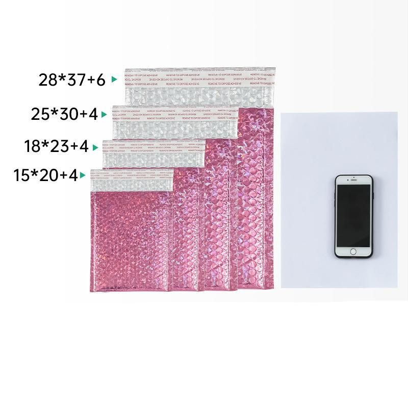Laser Bubble Bag Holographic Packaging Envelope Poly Bag Pink, Silver