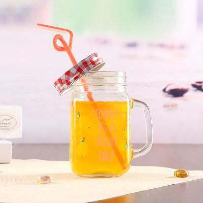 Wholeasale 500ml Glass Mason Jar with Metal Lid Handle