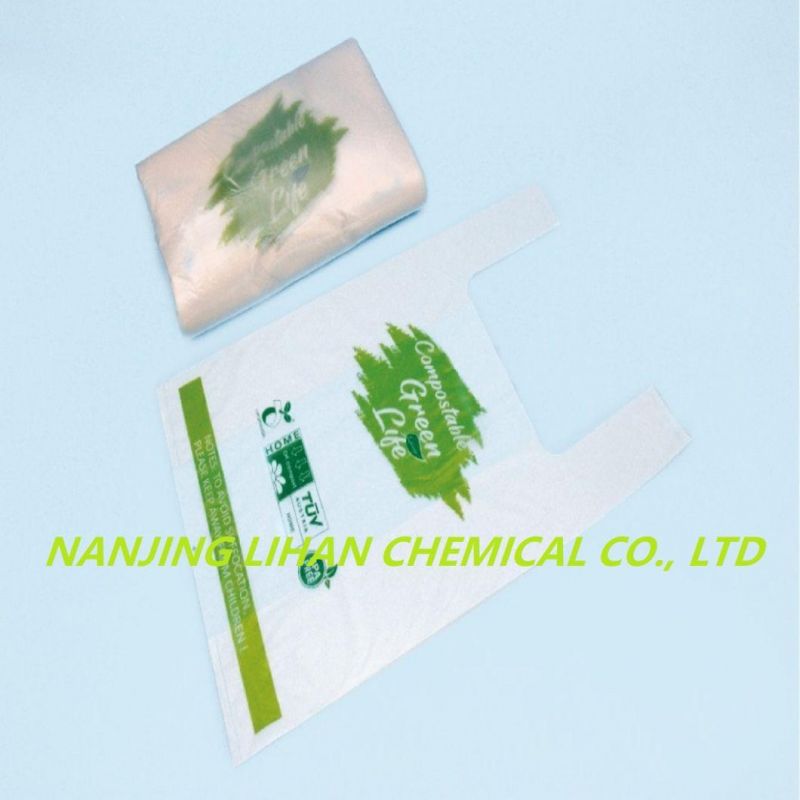 Custom Print Logo Cornstarch Plastic Shopping Carry Bag Eco Supermarket Plastic Handbag Bioplastic T-Shirt Bag