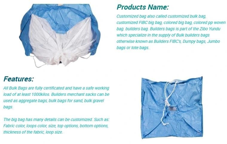 1000kgs 1200kgs Skip Bulk Bag/Heavy Duty PP Bagss for Construction Use