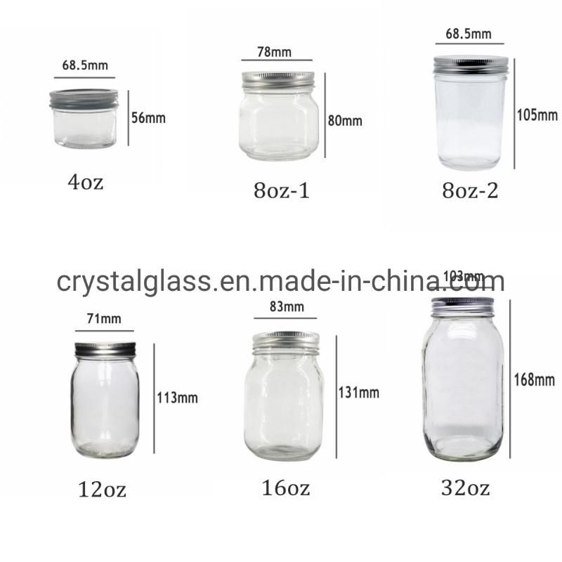 Mason Jars Wide Mouth 16 Oz Canning Glass Jars with Metal Airtight Lids for Meal Prep, Food Storage, Canning, Fermenting, Jam, Honey, Yogurt,