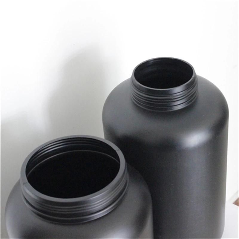 Customized UV Black 1L 2L 3L HDPE Plastic Protein Powder Container