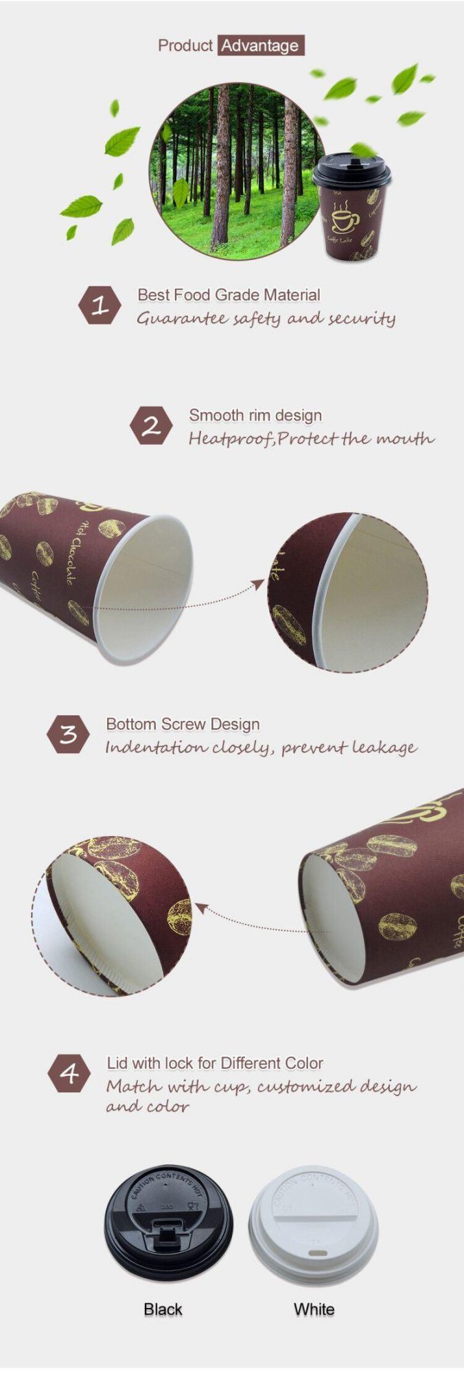 High Quality Take Away Customized Logo Disposable Printed Paper Cup for Coffee