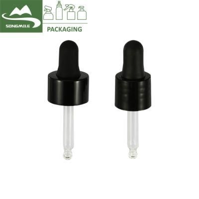 Black Fine Ribbed Plastic Dropper for Glass Oil Bottle