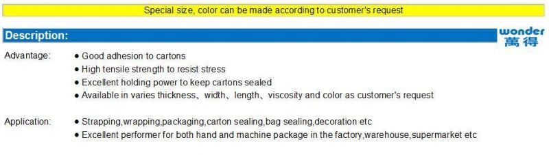 BOPP /OPP Acrylic Self Adhesive Super Clear/Crystal Packaging Carton Sealing Tape Jumbo Roll Printed