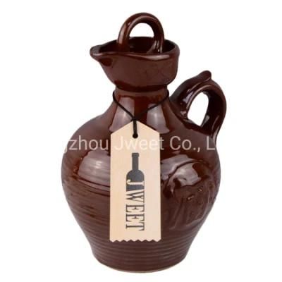 Customized Gin Bottle Mountain Design Empty Whisky Gin Ceramic Bottle