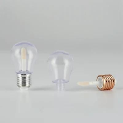 Special Novelty Gold Silver Light Bulb Shape Empty Liquid Lipstick Tubes Packaging Plastic Lip Gloss Tube with Brush