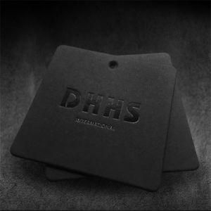 Custom Black Stamping Letters Art Paper Hangers Black Tactile Paper Hangers Fashion Clothing Hangers