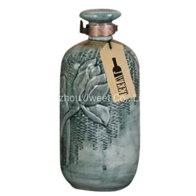 Custom Design Unique Shaped 700ml Ceramic Brandy Bottle with Stopper
