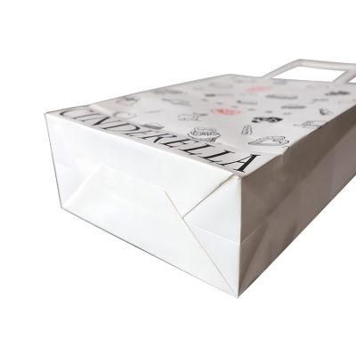 Cartoon Printed Standard Size White Paper Bags with Flat Twisted Handles and Dress Packaging