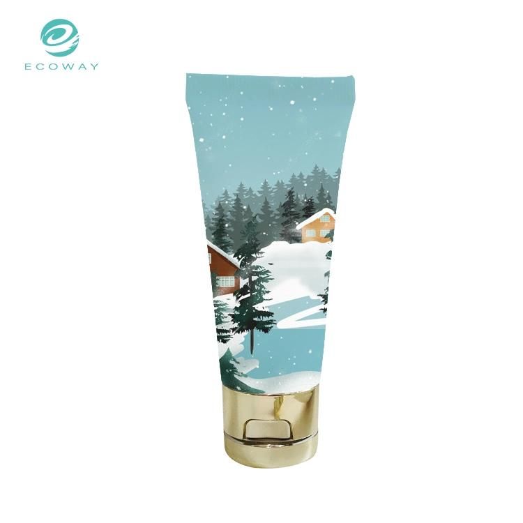 PE 40ml Gold Plating Flip White Note Head Snow View Wooden House Picture Tube