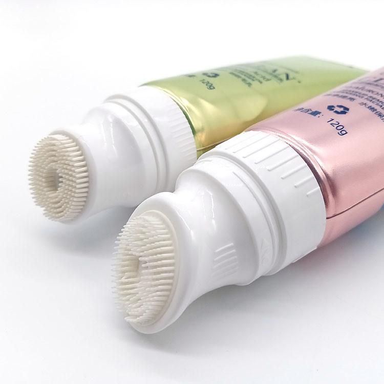 Custom Face Wash Tube with Silicone Brush Applicator Cosmetic Packaging