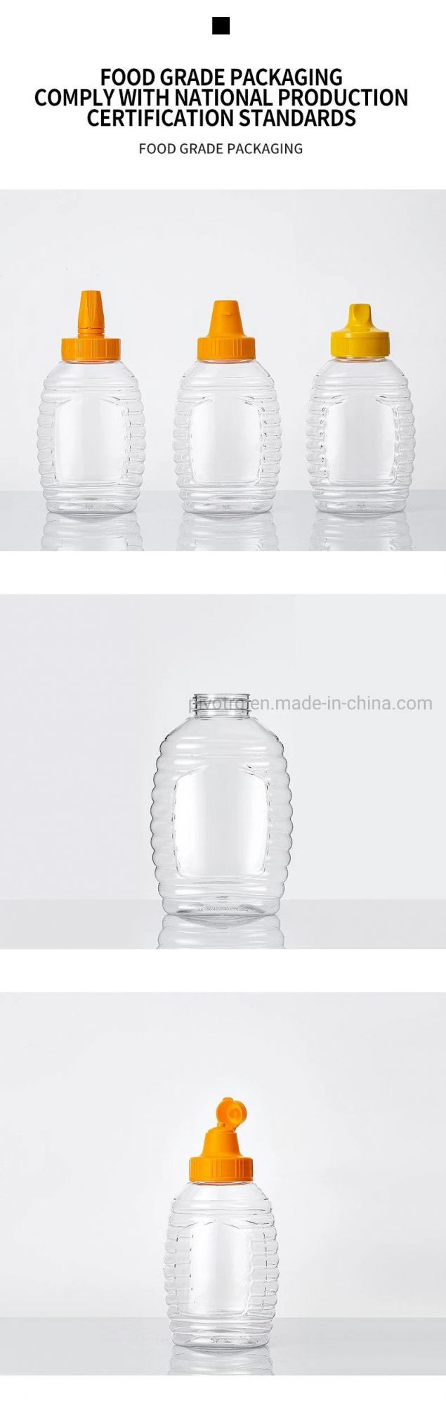 500g 357ml Pet Honey Bottle Plastic for Packing Honey Jams Syrups