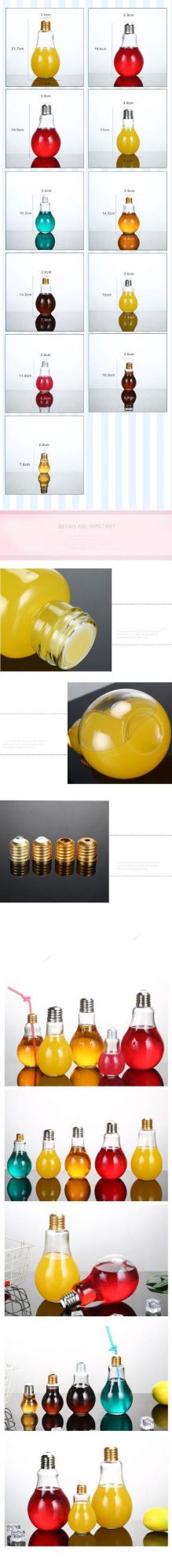 Hot Sale Creative Light Bulb Shape 300ml 400ml 500ml Glass Bottle with Screw Cap