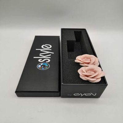 Custom Logo Printed Dried Flowers Jewelry Boxes Black Packaging Box