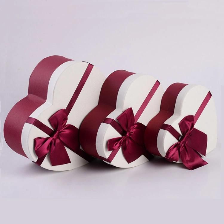 Wedding Favor Box Heart Shape Gift Box with Ribbon Tie