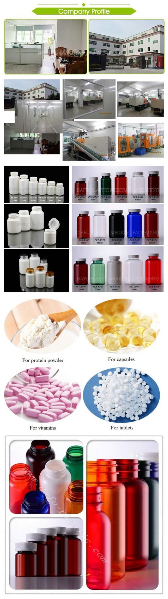 Plastic Packaging Pet Plastic Medicine Capsule Container with Plastic Cap