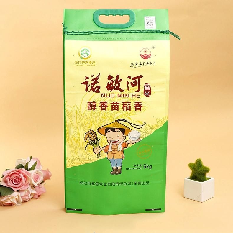 Custom Design Different Types Logo Printing 5kg 10kg 15kg 20kg Rice Bag Packaging BOPP Laminated PP Woven Bag with Handle